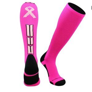 MadSportsStuff, NWOT, Breast Cancer Awareness baseball socks, pink and black.